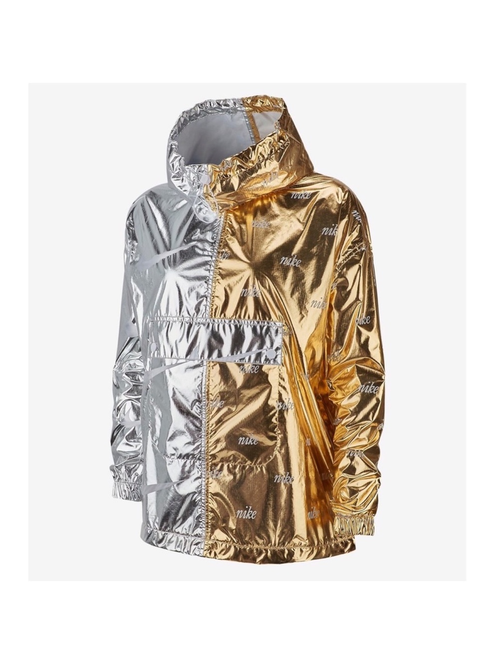 Nike Two-Tone Metallic Gold & Silver Hooded Windbreaker
